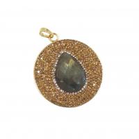 Brass with Labradorite Teardrop gold color plated DIY & micro pave cubic zirconia nickel lead & cadmium free  Sold By PC