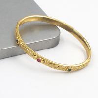Brass Bracelet & Bangle Donut gold color plated fashion jewelry & micro pave cubic zirconia & for woman nickel lead & cadmium free Inner Approx 61mm Sold By PC