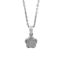 925 Sterling Silver Necklaces, with 5CM extender chain, plated, micro pave rhinestone & for woman, silver color, Length:Approx 40 cm, Sold By PC