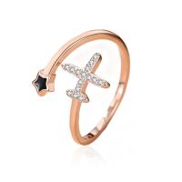925 Sterling Silver Finger Rings Airplane plated micro pave rhinestone & for woman & epoxy gel Sold By PC