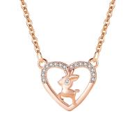 925 Sterling Silver Necklaces with 5CM extender chain Heart plated micro pave rhinestone & for woman Length Approx 40 cm Sold By PC