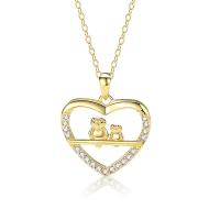 925 Sterling Silver Necklaces, with 5CM extender chain, Heart, plated, micro pave rhinestone & for woman, more colors for choice, Length:Approx 40 cm, Sold By PC