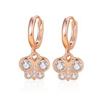 925 Sterling Silver Huggie Hoop Drop Earring Butterfly plated micro pave rhinestone & for woman Sold By Pair