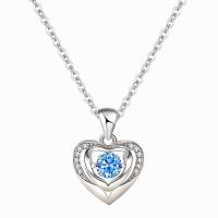 925 Sterling Silver Necklaces with 5CM extender chain Heart plated micro pave rhinestone & for woman Length Approx 40 cm Sold By PC