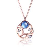 925 Sterling Silver Necklaces, with Moonstone, with 5CM extender chain, plated, micro pave rhinestone & for woman, more colors for choice, Length:Approx 40 cm, Sold By PC