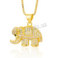 Cubic Zircon Micro Pave Brass Necklace, with 1.96 extender chain, Elephant, high quality plated, micro pave cubic zirconia & for woman, gold, 19x15mm, Sold Per Approx 16.92 Inch Strand