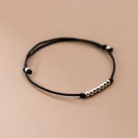 925 Sterling Silver Bangle Bracelet, with Wax Cord, fashion jewelry, nickel, lead & cadmium free, 23cm, Sold By PC