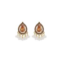 Zinc Alloy Drop Earring with Crystal & Plastic Pearl Teardrop plated for woman & with rhinestone Sold By Pair