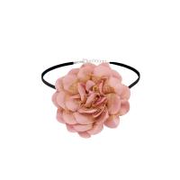 Zinc Alloy Choker Necklace with Velveteen & Cloth with 4inch extender chain Flower vintage & for woman Length Approx 11.8 Inch Sold By PC