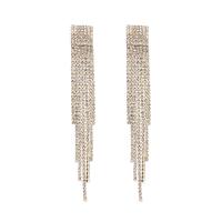 Rhinestone Tassel Earring with Zinc Alloy fashion jewelry & for woman Sold By Pair