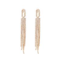 Zinc Alloy Tassel Earring plated fashion jewelry & for woman & with rhinestone 104mm Sold By Pair