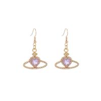 Zinc Alloy Drop Earring Heart plated fashion jewelry & for woman & with rhinestone Sold By Pair