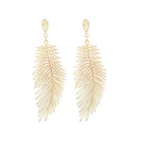 Tibetan Style Drop Earring, Leaf, gold color plated, fashion jewelry & for woman & hollow, 35x103mm, Sold By Pair