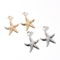 Zinc Alloy Drop Earring, med Plastic Pearl, Starfish, forgyldt, mode smykker & for kvinde, flere farver til valg, 45x70mm, Solgt af par
