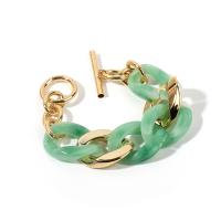 Resin Bracelet with Zinc Alloy gold color plated fashion jewelry & for woman Length Approx 7 Inch Sold By PC