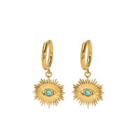 304 Stainless Steel Drop Earring with turquoise gold color plated vintage & for woman 12.5-42mm Sold By Pair