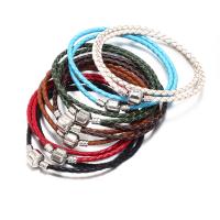 Läder Armband, med Zink Alloy, Dubbla lager & flätat armband & Unisex, fler färger för val, Längd Ca 15.4 inch, Säljs av PC