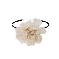 Velveteen Choker Necklace with Cloth with 4inch extender chain Flower fashion jewelry & for woman Length Approx 11.8 Inch Sold By PC