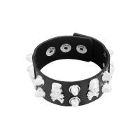 PU Leather Bracelet with Zinc Alloy plated with rivet stud & Unisex Length Approx 8.6 Inch Sold By PC