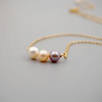 Collier de perles d'eau douce naturelles, perle d'eau douce cultivée, avec Acier titane, avec 5.5cm chaînes de rallonge, bijoux de mode & pour femme, doré, Longueur:Environ 38 cm, Vendu par PC