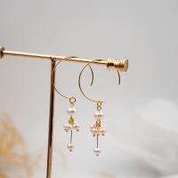 Freshwater Pearl Earrings with Brass fashion jewelry & for woman golden 60mm Sold By Pair