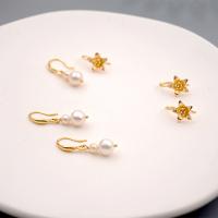 Freshwater Pearl Earrings, with Brass, fashion jewelry & different styles for choice & for woman, golden, 30mm, Sold By Pair