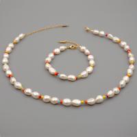 Freshwater Pearl Örhängen, med Titan Stål, med 5.5,3.5cm extender kedja, mode smycken & för kvinna, vit, Längd Ca 38 cm, Ca 16.5 cm, Säljs av PC