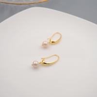 Freshwater Pearl Earrings with Brass fashion jewelry & for woman golden 40mm Sold By Pair