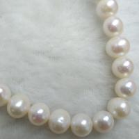 Naturliga sötvattenspärla lösa pärlor, Freshwater Pearl, Något rund, DIY, vit, 8-9mm, Såld Per Ca 38 cm Strand