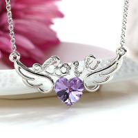 Zinc Alloy Jewelry Necklace with Crystal with 5cm extender chain Heart silver color plated fashion jewelry & for woman Length Approx 45 cm Sold By PC
