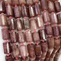 Quartz naturel bijoux perles, Strawberry Quartz, pilier, DIY & facettes, couleurs mélangées, 10x15mm, Vendu par Environ 38 cm brin