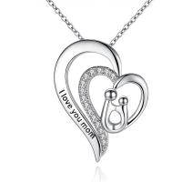 Tibetan Style Jewelry Necklace, with 5cm extender chain, Heart, silver color plated, fashion jewelry & for woman & with rhinestone & hollow, 22x28mm, Length:Approx 45 cm, Sold By PC