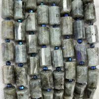 Natural Labradorite Beads, Column, DIY & different size for choice & faceted, grey, Sold Per Approx 38 cm Strand