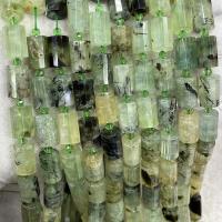 Бусины из поделочных камней, пренит, Столбик, DIY & граненый, зеленый, 10x15mm, Продан через Приблизительно 38 см Strand