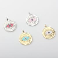 Evil Eye Pendants, Tibetan Style, Flat Round, plated, DIY & enamel, more colors for choice, nickel, lead & cadmium free, 17x21mm, Approx 100PCs/Bag, Sold By Bag