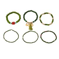 Agate Jewelry Bracelet Green Agate with Zinc Alloy 6 pieces & fashion jewelry & for woman Length Approx 7.09 Inch Sold By Set