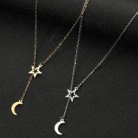 Stainless Steel Jewelry Necklace 304 Stainless Steel Moon and Star plated fashion jewelry & for woman Sold Per Approx 17.72 Inch Strand