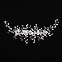 Headband, Tibetan Style, with Crystal & Plastic Pearl, fashion jewelry & for woman & with rhinestone, silver color, nickel, lead & cadmium free, 170x70mm, Sold By PC