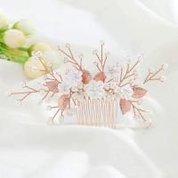 Decorative Hair Combs Brass with Polymer Clay & Crystal & Plastic Pearl fashion jewelry & for woman nickel lead & cadmium free Sold By PC