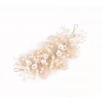 Headband, Brass, with Spun Silk & Shell & Plastic Pearl, fashion jewelry & for woman & with rhinestone, nickel, lead & cadmium free, 160x100mm, Sold By PC
