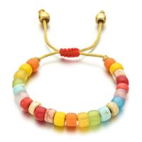 Glass Beads Bracelet, with Polyester Cord & Gemstone, handmade, Bohemian style & adjustable & for woman, more colors for choice, Length:Approx 16-26 cm, Sold By PC