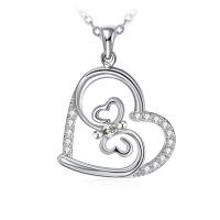 Zinc Alloy smykker halskæde, med 5cm extender kæde, Heart, platin farve forgyldt, mode smykker & for kvinde & med rhinestone, 27x27mm, Længde Ca. 45 cm, Solgt af PC