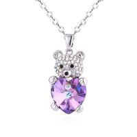 Zinc Alloy Jewelry Necklace 304 Stainless Steel Chain with zinc alloy pendant & Crystal with 5cm extender chain Bear silver color plated fashion jewelry & for woman & with rhinestone Length Approx 45 cm Sold By PC