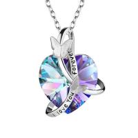 Zinc Alloy smykker halskæde, med Krystal, med 5cm extender kæde, Heart, sølvfarvet forgyldt, mode smykker & for kvinde, 20x26mm, Længde Ca. 45 cm, Solgt af PC