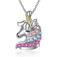 Zinc Alloy Jewelry Necklace 304 Stainless Steel Chain with zinc alloy pendant with 5cm extender chain Unicorn plated fashion jewelry & for woman & with rhinestone Length Approx 45 cm Sold By PC