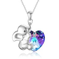 Zinc Alloy smykker halskæde, med Krystal, med 5cm extender kæde, Elephant, sølvfarvet forgyldt, mode smykker & for kvinde, 15x20mm, Længde Ca. 45 cm, Solgt af PC