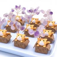Fashion Decoration Amethyst with Resin Cat for home and office & cute mixed colors Sold By PC