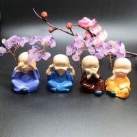 Fashion Decoration Amethyst with Clay Buddhist Monk 4 pieces & cute mixed colors Sold By Set