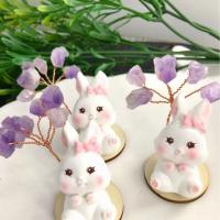Fashion Decoration Amethyst with Resin Rabbit for home and office & cute mixed colors 50mm Sold By PC