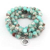 Natural Gemstone Necklace, Impression Jasper, Unisex, green, Approx 108PCs/Strand, Sold Per Approx 45 cm Strand